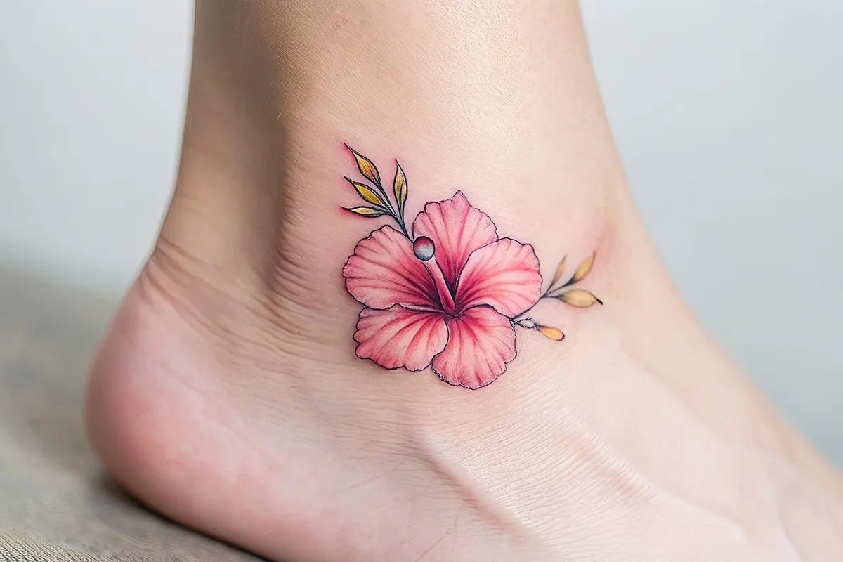 Blumentattoo am Fussknöchel